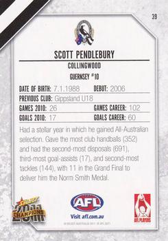2011 Select AFL Champions #39 Scott Pendlebury Back
